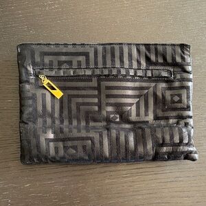Bags by Pinky Black and Gold Geometric Cosmetic Case